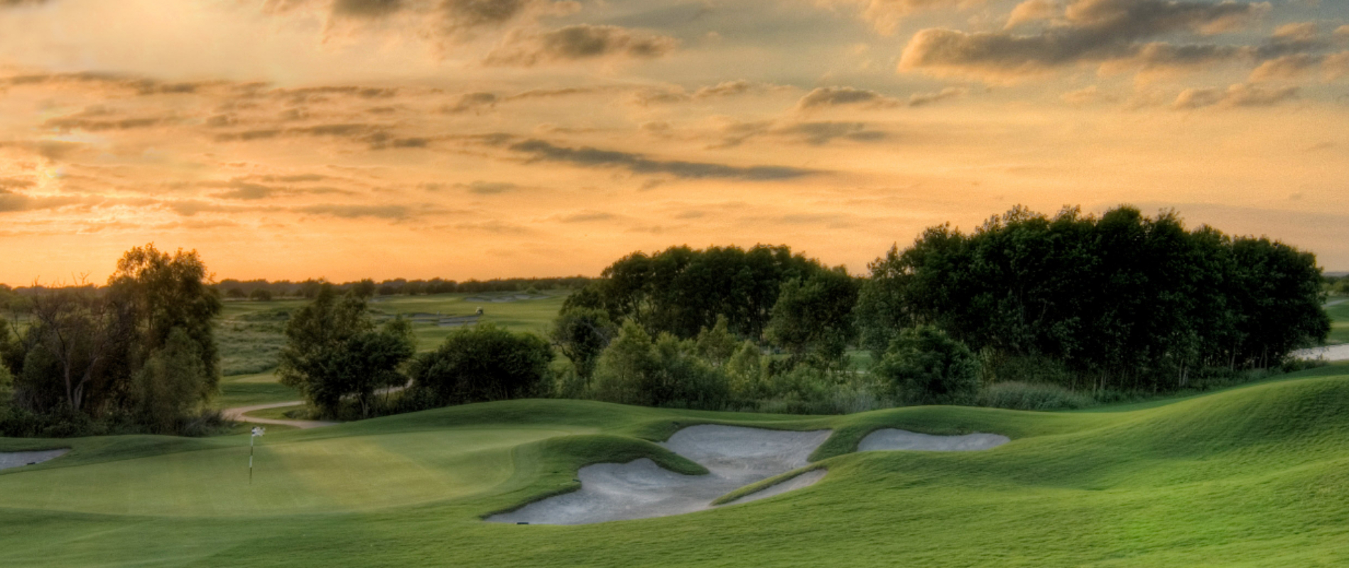 golf course at sunset